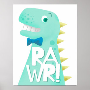 Poster Chambre de nurserie de dinosaure RAWR pour enfants