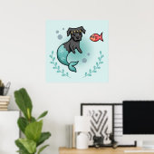 Poster Chambre de nurserie Mermaid Dog MerDog Mignonne (Bureau à domicile)