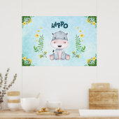 Poster Chambre de nursery Hippopotame mignon (Cuisine)