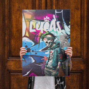Poster Chambre décor graffiti zombie Monogramme porte 