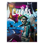 Poster Chambre décor graffiti zombie Monogramme porte  (Devant)
