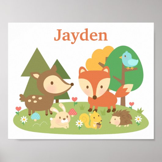 Poster Chambre d'enfants décorée d'animaux mignons de la (Devant)