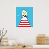 Poster Chambre d'enfants Mouette oiseau de mer drôle mign (Cuisine)