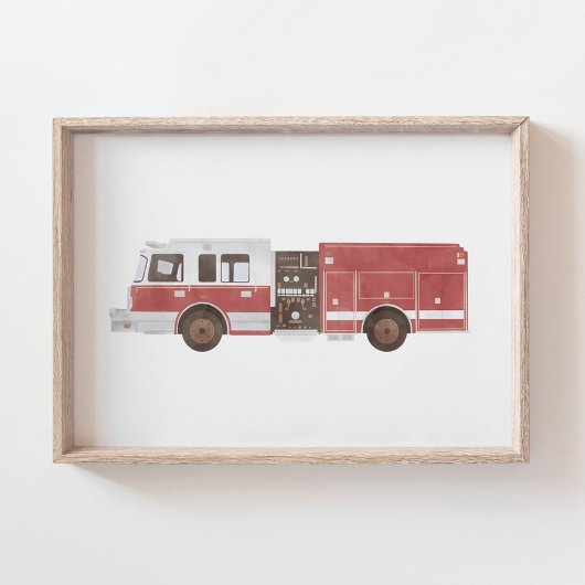 Poster Chambre des enfants avec camion de pompiers