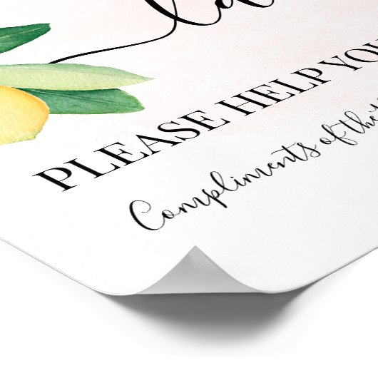 Poster Chambre femme Poudre Mariage Réception Citrons ros (Coin)