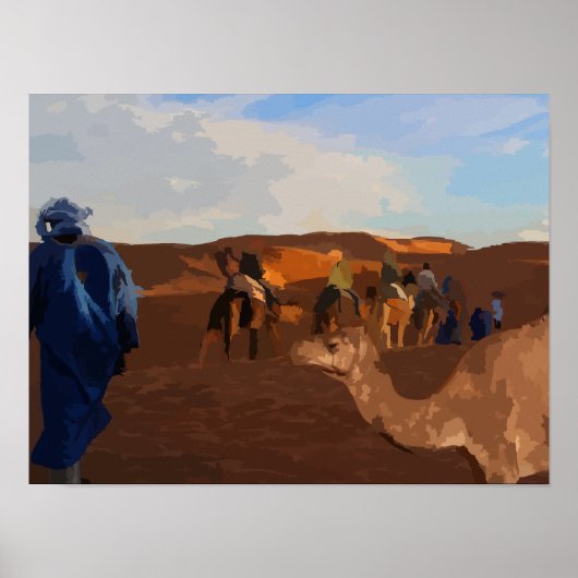 Poster Chameaux dans le Sahara (Devant)