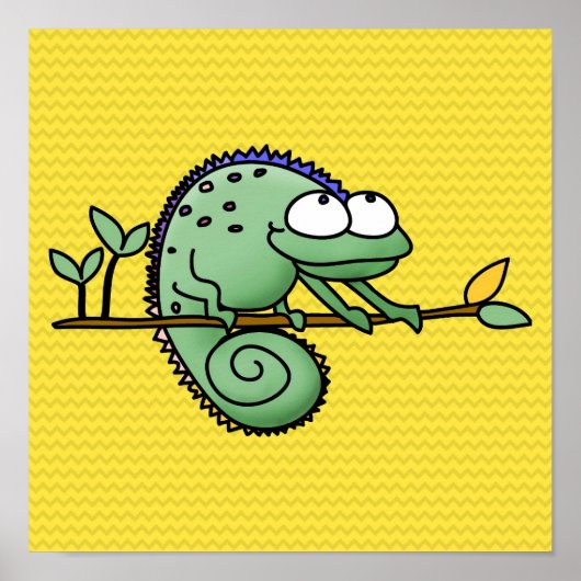 Poster Chameleon Cartoon Lizard Cute (Devant)