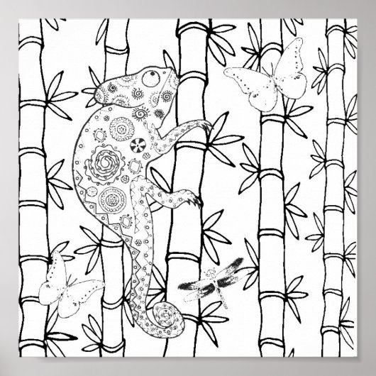 Poster Chameleon Doodle 2 (Devant)