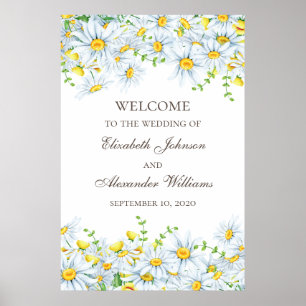 Poster Chamomille aquarelle. Accueil mariage floral