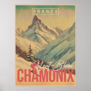 Poster Chamonix France Mont-Blanc Vintage Ski 1950