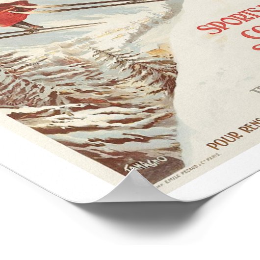 Poster Chamonix France ski (Coin)