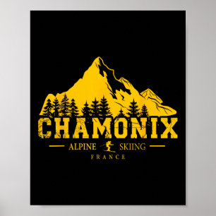 Poster Chamonix France Station de ski alpin Ski français 