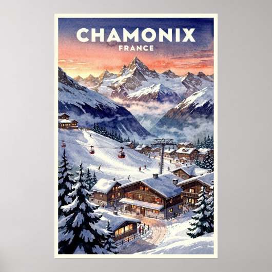 Poster Chamonix France Voyage Rétro (Devant)