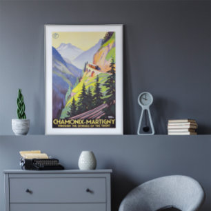 Poster Chamonix-Martigny Gorges du Trient Vintage voyage