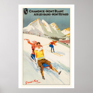 Poster Chamonix, Mont Blanc France Grand Plaisir Vintage