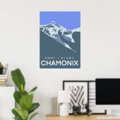 Poster Chamonix, Mont-Blanc, numériquement dessiné, souve (Bureau à domicile)