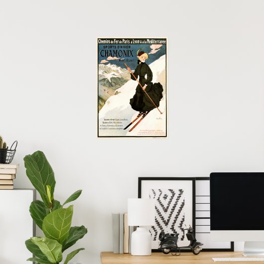 Poster CHAMONIX Mont Blanc Ski Sports d'hiver neige Franc (Bureau à domicile)