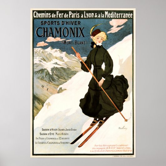 Poster CHAMONIX Mont Blanc Ski Sports d'hiver neige Franc (Devant)