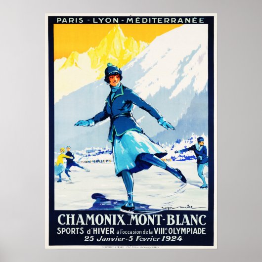Poster CHAMONIX Mont Blanc Sports D'Hiver Suisse (Devant)