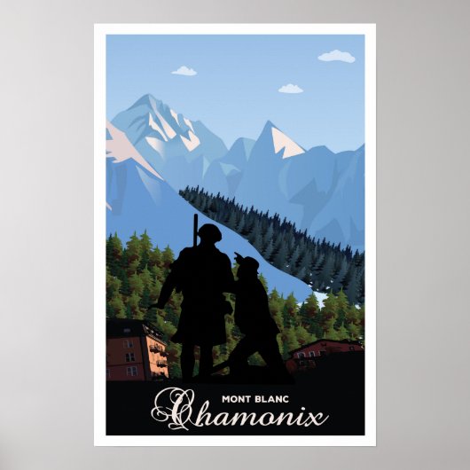 Poster Chamonix, Mont Blanc, Voyage (Devant)
