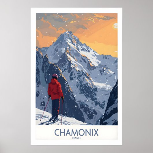 Poster Chamonix Ski Print - France 1 (Devant)