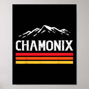 Poster Chamonix Station de ski Montagne France Rétro