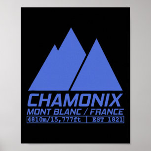 Poster Chamonix Station de Ski T Shirt Ski Mont Blanc Fra