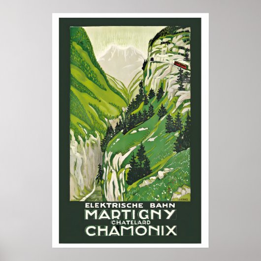 Poster Chamonix Switzerland Martigny-Chatelard Railway (Devant)
