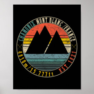 Poster Chamonix Valley Mont Blanc France Ski Snowboard