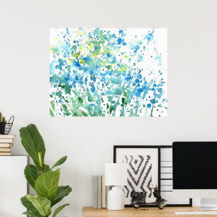 Poster Champ Abstrait de fleurs