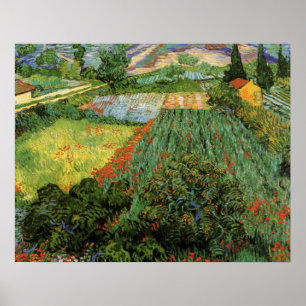 Poster Champ avec des pavots par Vincent van Gogh