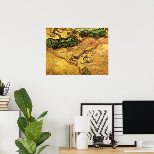 Poster Champ avec deux lapins par Vincent van Gogh (Bureau à domicile)