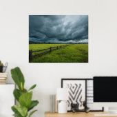 Poster Champ avec une clôture en bois (Bureau à domicile)