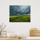 Poster Champ avec une clôture en bois (Cuisine)