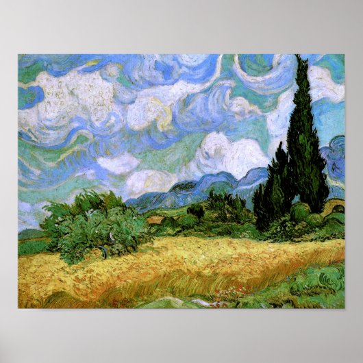 Poster Champ blé avec Cypress Van Gogh Art (Devant)