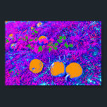 Poster Champ Citrouille purplé dans le style Pop Art<br><div class="desc">Champ citrouille dans Style Pop Art. Citrouilles oranges avec arrière - plan de couleur pourpre. Conception éffrayante d'Halloween.</div>