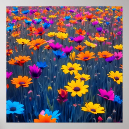 Poster Champ Coloré De Fleurs (Devant)