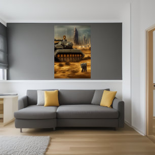Poster Champ de bataille de Novum Desertum AI Art Poste
