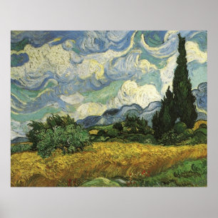 Poster Champ de blé avec Cyprès, Vincent Van Gogh