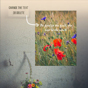 Poster Champ de blé avec des coquelicots et des fleurs de