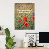 Poster Champ de blé avec des coquelicots et des fleurs de (Bureau à domicile)