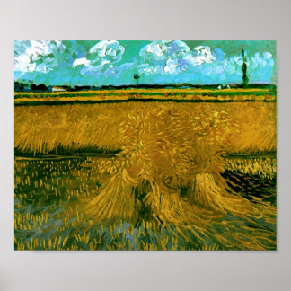 Poster Champ de blé avec les cieux Van Gogh Art