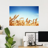 Poster Champ de blé contre ciel bleu (Bureau à domicile)