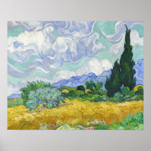 Poster Champ de blé de Van Gogh avec cyprès Art
