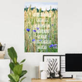 Poster Champ de blé d'été avec fleurs de maïs (Bureau à domicile)