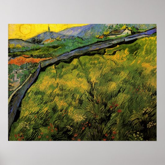 Poster Champ de blé en herbe, soleil levant par Vincent v (Devant)