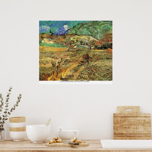 Poster Champ de blé fermé avec paysan par van Gogh (Cuisine)