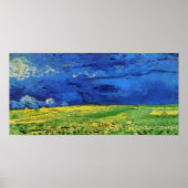 Poster Champ de blé sous ciel nuageux par Vincent van Gog (Devant)
