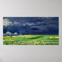 Champ de blé sous ciel nuageux Van Gogh Art