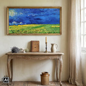 Poster Champ de blé sous un ciel nuageux par Vincent van